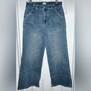 Blue Artemis Jeans Size 12  High Rise WIDE LEG Cotton Blend Stretch